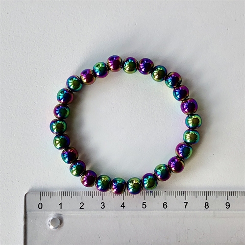Hæmatit Rainbow Armbånd 6 mm Perler 18-19 cm